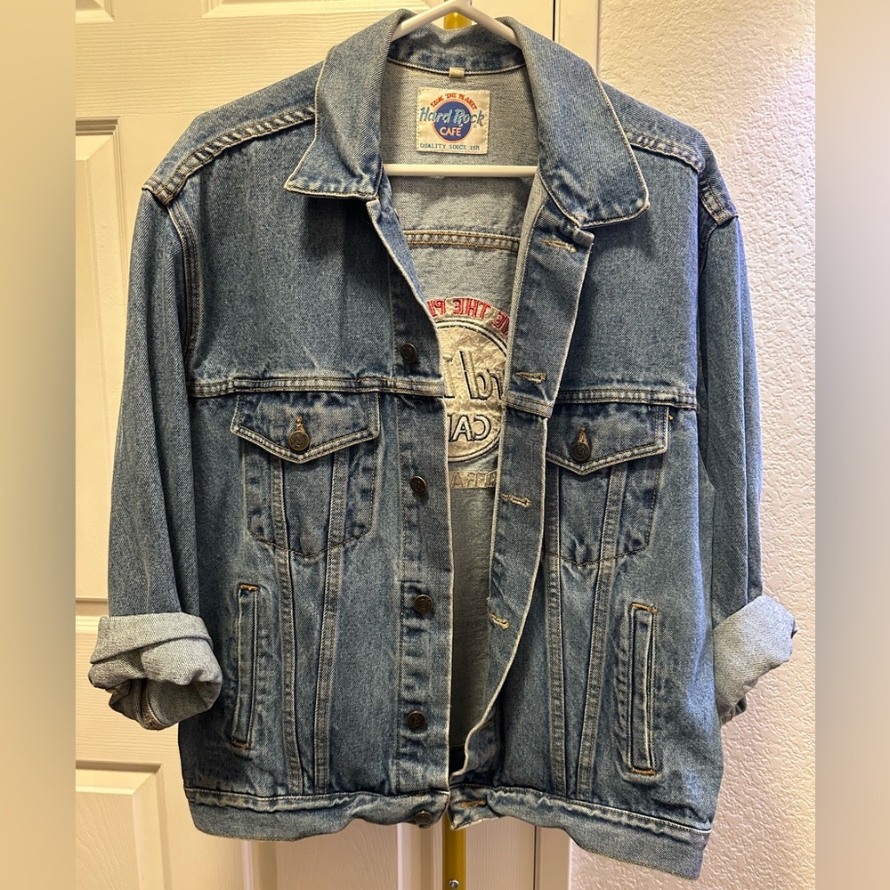 Vintage Hard Rock Cafe Denim Jacket San Francisco, Size M Oversized, Unisex, EUC